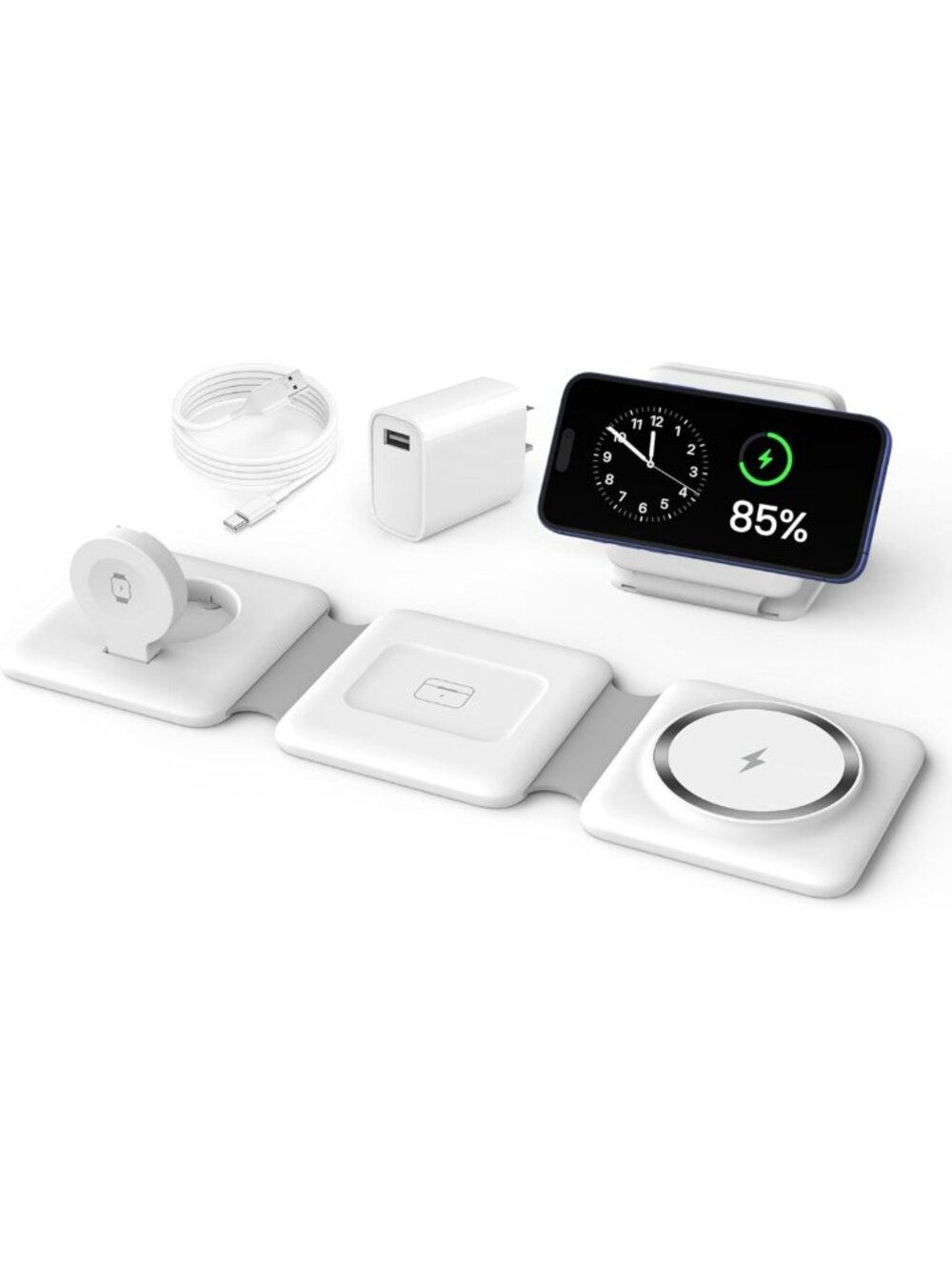 3-in-1 Foldable Magnetic Wireless Charging Station for iPhone, Apple Watch